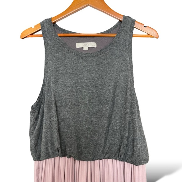 LOFT Women's Sleeveless Pleated Midi Dress Grey pink - Picture 2 of 5
